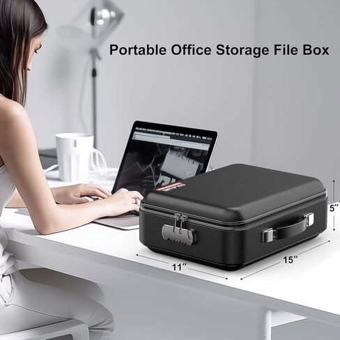 COLCASE Fireproof Document Box with Lock, Hard Fireproof Waterproof Box Creative Hard-Shell Design Fireproof Safe Box Document Organizer for Important Documents Certificates Laptop Passports Black in Kuwait