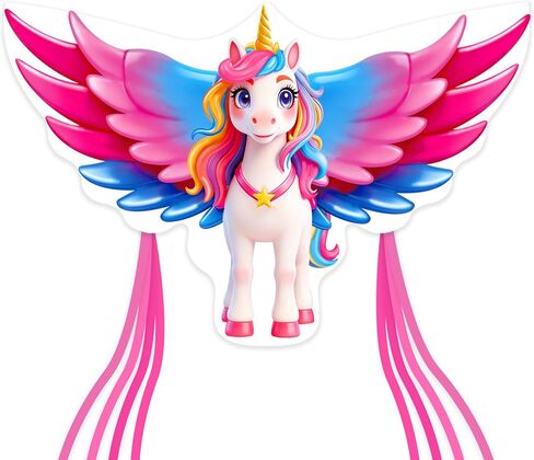 Unicorn Kites for Girls Easy to Fly, Single Line Beach Kite for Teens, 300 Ft String Handle Included in Kuwait