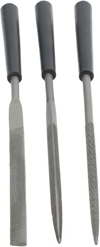 3-Piece Steel Needle File Set: Flat, Triangle & Round Files (140mm) for Precision Filing on Metal, Wood, Plastic, Glass, Tile and Stone in Kuwait