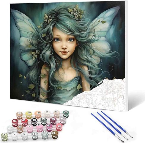 Girl Angel DIY Paint by Numbers for Adults Beautiful Girl with Blue Wings DIY Digital Oil Painting Acrylic Paint Angel Girl Flowers Painting Kits Canvas With Acrylic Paint Room Decor 16x20 Inch… in Saudi Arabia