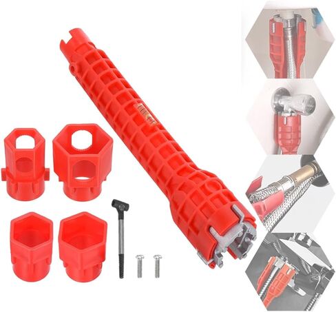14-in-1 Faucet & Sink Installer Wrench for Tight Spaces – Multi-Purpose Plumbing Tool Kit with Bonus Wide-Jaw Adjustable Wrench – Ideal for Kitchen, Bathroom, Toilet Repair in Kuwait