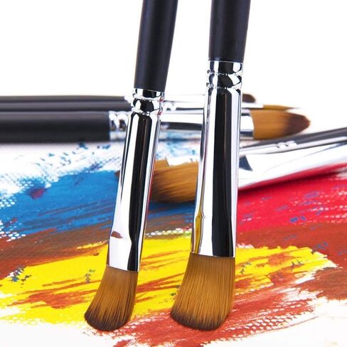 مجموعة فُرش رسم فنية مكونة من 9 قطع من النايلون الصناعي مع فرشاة طلاء بمقبض طويل للألوان المائية والأكريليك والغواش الزيتي in Kuwait