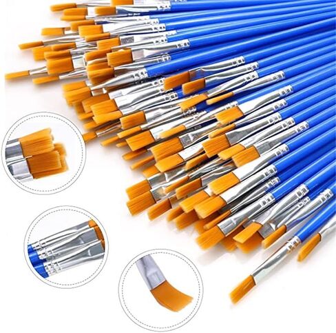 200pcs Paint Brushes Set Acrylic Flat Round Pointed Craft for Watercolor Oil Painting in Kuwait