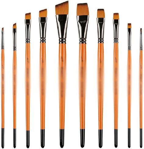 Slant Peak Flat Brush Gouache Oil Painting Nylon Bristle Long Bar in Kuwait