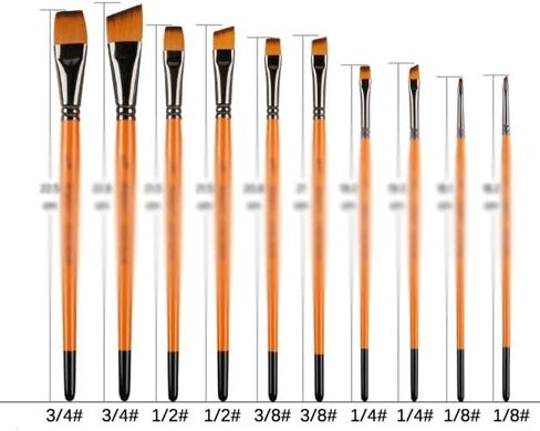 Slant Peak Flat Brush Gouache Oil Painting Nylon Bristle Long Bar in Kuwait