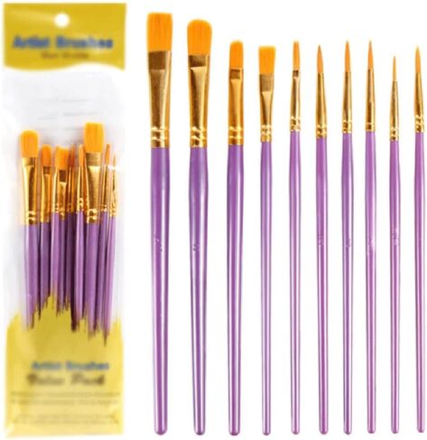 10 Pieces of Brush Set Suitable for Children's Oil and Watercolor Acrylic Brushes in Kuwait