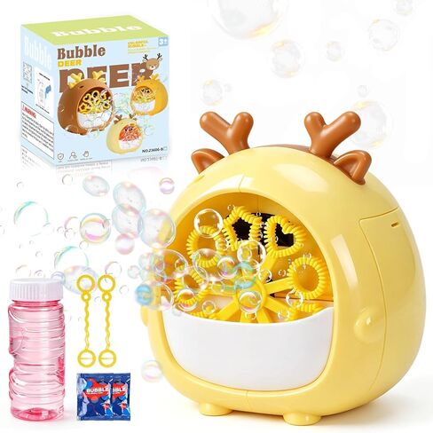 Aooess Deer Bubble Machine for Kids Age 4-8: Automatic Bubble Blower Machine Toy Cute Animal Bubble Maker Toy for Toddlers Boys Girls Age 3+, Summer Outdoor Party Birthday Gift, Brown in Kuwait