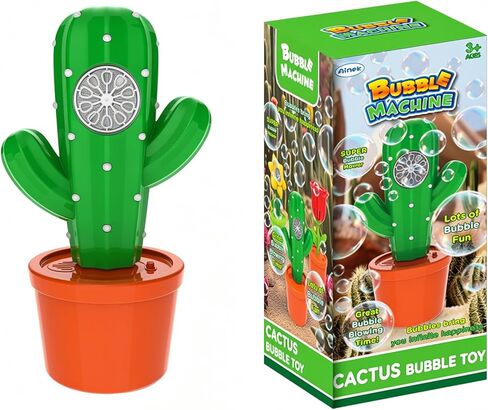 Cactus Bubble Machine for Kids, Handheld Rechargeable Bubble Maker with Lights and Music, Portable Bubble Toy for Birthday Party Favors, Outdoor Games and Easter Basket Stuffers in Kuwait