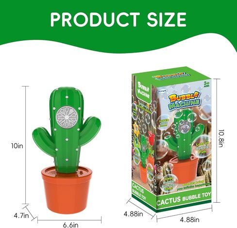 Cactus Bubble Machine for Kids, Handheld Rechargeable Bubble Maker with Lights and Music, Portable Bubble Toy for Birthday Party Favors, Outdoor Games and Easter Basket Stuffers in Saudi Arabia