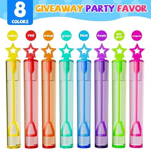 EagleStone 32 Pcs Star Bubble Wands Bulk for Kids, 8 Color Mini Bubble Party Favors, Goodie Bag Stuffers, Classroom Prizes, Birthday Gifts, Easter Basket, Carnival, Summer Outdoor Toys for Toddlers in Kuwait