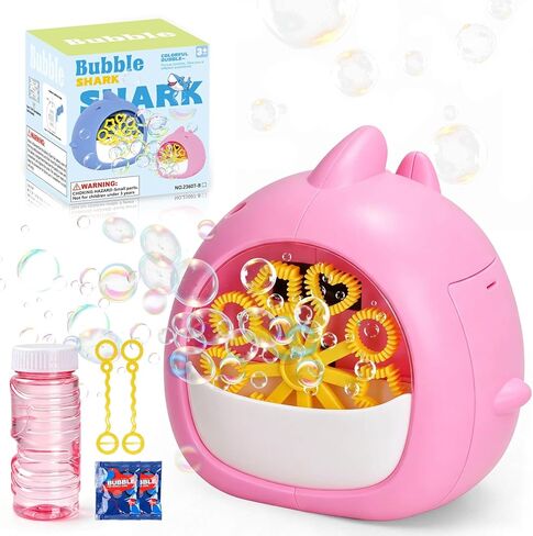 Aooess Shark Bubble Machine for Kids Age 4-8: Automatic Bubble Blower Machine Toy Cute Animal Bubble Maker Toy for Toddlers Boys Girls Age 3+, Summer Outdoor Party Birthday Gift, Pink in Kuwait