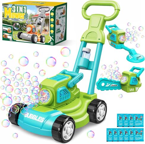Bubble Lawn Mower for Kids, 3-in-1 Bubble Machine Blower with 10 Bubble Solution, Outdoor Push Toys for Toddlers Ages 3-8, Birthday Easter Summer Gift for Boys Girls 3 4 5 6 7 8 Year Old in Saudi Arabia