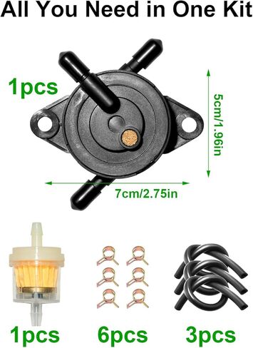 49040-0770 49040-7008 Fuel Pump Kit Fit for Kawasaki FR FS FX FR691V FR651V FR730V FS541V FS600V Engine John Deere Lawn Mower Z445 Z465 Z645 Z655 Z665, with Fuel Filter Line Clamps in Kuwait