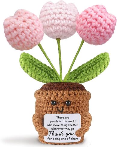 Thank You Gifts for Women Men - Crochet Flower with Inspirational Message, Appreciation Gift for Teacher Coworker Nurse, Desk Office Decor, Birthday Retirement in Kuwait