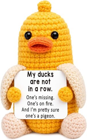 Mini Positive Crochet Duck Birthday Gifts for Women Men Adult Friend Sister Nurse Teachers Appreciation Graduation Stress Relief Gifts for Him Inspirational Gift for Women Easter Basket Stuffers in Kuwait