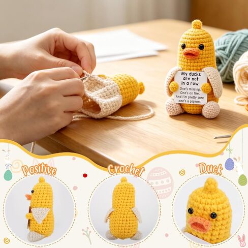 Mini Positive Crochet Duck Birthday Gifts for Women Men Adult Friend Sister Nurse Teachers Appreciation Graduation Stress Relief Gifts for Him Inspirational Gift for Women Easter Basket Stuffers in Kuwait