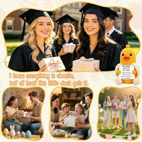 Mini Positive Crochet Duck Birthday Gifts for Women Men Adult Friend Sister Nurse Teachers Appreciation Graduation Stress Relief Gifts for Him Inspirational Gift for Women Easter Basket Stuffers in Kuwait