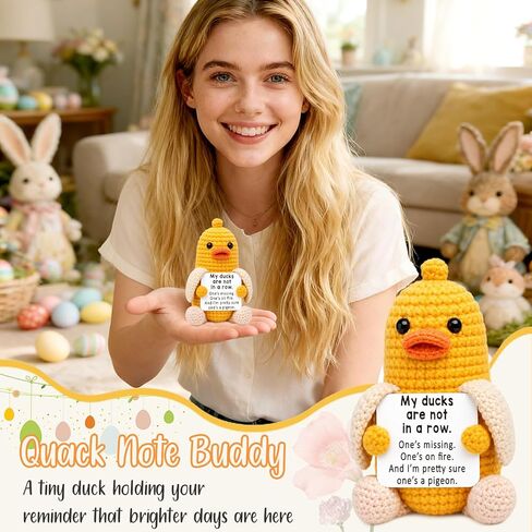 Mini Positive Crochet Duck Birthday Gifts for Women Men Adult Friend Sister Nurse Teachers Appreciation Graduation Stress Relief Gifts for Him Inspirational Gift for Women Easter Basket Stuffers in Kuwait