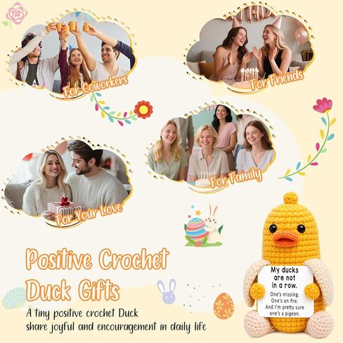 Mini Positive Crochet Duck Birthday Gifts for Women Men Adult Friend Sister Nurse Teachers Appreciation Graduation Stress Relief Gifts for Him Inspirational Gift for Women Easter Basket Stuffers in Kuwait