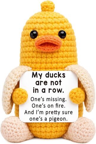 Mini Positive Crochet Duck Birthday Gifts for Women Men Adult Friend Sister Nurse Teachers Appreciation Graduation Stress Relief Gifts for Him Inspirational Gift for Women Easter Basket Stuffers in Kuwait