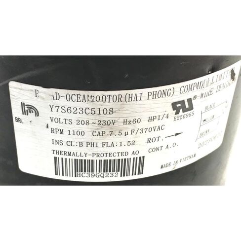 Replacement for Zhongshan Broad-Ocean Y7S623C5108 Condenser Motor 230V HC39GQ232 Used #MP383#Used #Tested in Kuwait