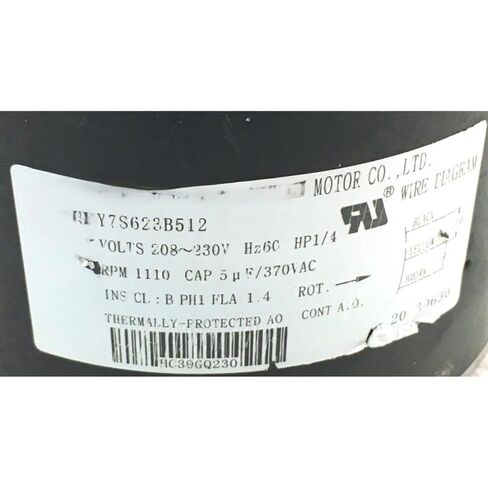 Replacement for Zhongshan Broad-Ocean Y7S623B512 Condenser Motor HC39GQ230 230V Used MP469 Compatible with Y7S623B512. in Kuwait