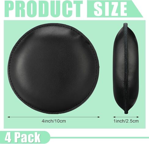 Maitys 4 Pcs 4 Inch Round Leather Poster Weights 1.2 Lbs Nappa Leather Paper Weight with Steel Shot Insert Heavy Duty Desk Weight for Paper Map Sewing Art Blueprint Office Supplies(Black) in Kuwait