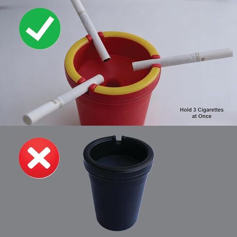 1 Glow in the Dark Butt Bucket Ashtray with Lid, 4.25 x 3.25 Inches, Self-Extinguishing & Smokeless Cup Holder Ashtray for Car, Camping, Room, Lounge (Various color: Black, Lime, Blue or Red) in Kuwait