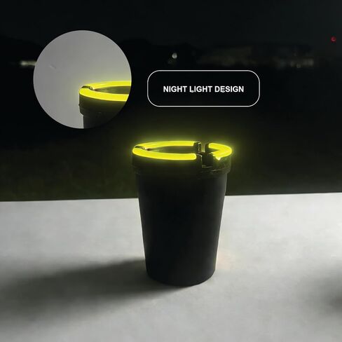 1 Glow in the Dark Butt Bucket Ashtray with Lid, 4.25 x 3.25 Inches, Self-Extinguishing & Smokeless Cup Holder Ashtray for Car, Camping, Room, Lounge (Various color: Black, Lime, Blue or Red) in Kuwait