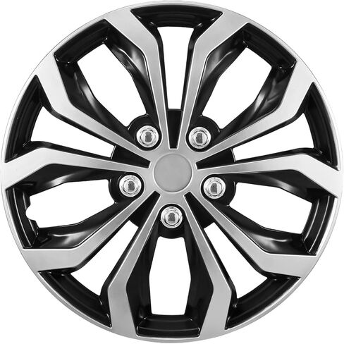 أغطية عجلات VEVOR Hubcaps، مجموعة 15 بوصة مكونة من 4 أغطية إطار عجلة استبدال OEM، أغطية محور السيارة مقاس R15، أغطية إطارات ABS عالمية ذات 10 أذرع لسيارة Hyundai شيفروليه فورد هوندا، فضي/أسود in Kuwait