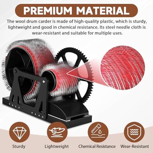 Consfly Wool Drum Carder Electric Yarn Spinning Wheel for Wool Combing Blending & Yarn Making in Kuwait
