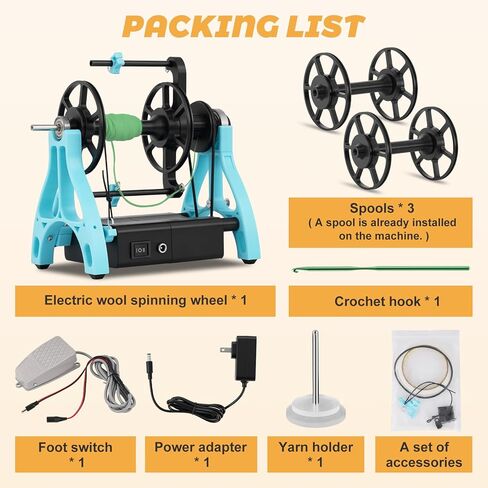 Consfly Wool Drum Carder Electric Yarn Spinning Wheel for Wool Combing Blending & Yarn Making in Kuwait