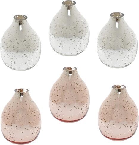 Hosley Set of 3 Metal Bud Vases - Your Choice of Colors. 4.5 Inch High. Ideal Accent Piece for Coffee and Side Tables as Well as Dried Floral Arrangements (1-Silver Finish) in Kuwait