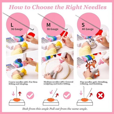 Vocforce Electric Needle Felting Tool for 4X Faster Felting, 3-Speed 1~9 Multi Needles Felting Machine with 79pcs Supplies for Felted Animals & Wool Crafting - Pink in Kuwait