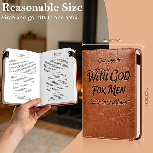One Minute with God for Men, 365 Days of Daily Prayer Brown Book, Daily Devotional for Men, Faux Leather Bible Prayer Tracking Diary, Faith Rooted Men's Minute Devotional (Brown) in Kuwait