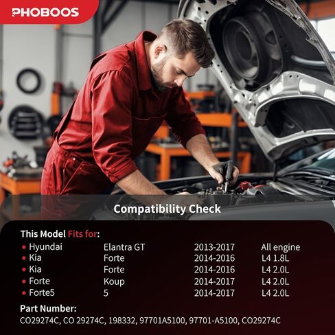PHOBOOS A/C Compressor with Clutch Compatible with Kia Forte 2014-2018 1.8L/2.0L; Forte Koup 2014-2017, Forte5 2014-2018 & Hyundai Elantra GT 2013-2017, 2.0L, Fast Cooling, Ref.CO29274C in Kuwait