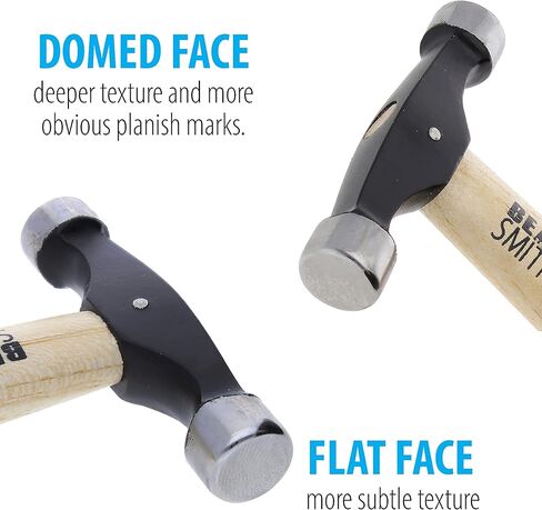 The Beadsmith Small Planishing Hammer - 9 Inches Wooden Handle, 64mm, 2.1oz steel head with 13mm faces - Tool Used by Metalsmiths to Add Shape and Smooth Metal in Kuwait
