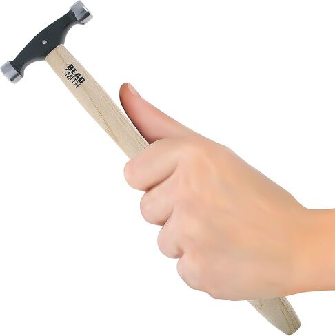 The Beadsmith Small Planishing Hammer - 9 Inches Wooden Handle, 64mm, 2.1oz steel head with 13mm faces - Tool Used by Metalsmiths to Add Shape and Smooth Metal in Kuwait