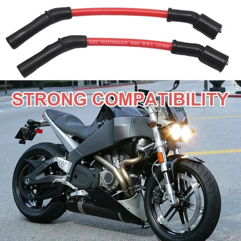 Saihisday 2 قطعة 10.4 مم أسلاك توصيل الإشعال، بديلة لموديلات سلسلة Harley Davidson Buell، 2003-2010 XB9 XB12 (أحمر) in Kuwait