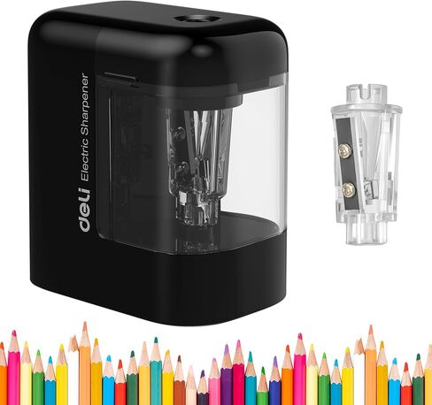 deli Electric Pencil Sharpener, Portable Pencil Sharpener for No.2 Pencils Colored Pencils, Battery Powered Electric Pencil Sharpener for School, Home, Office, Black in Kuwait