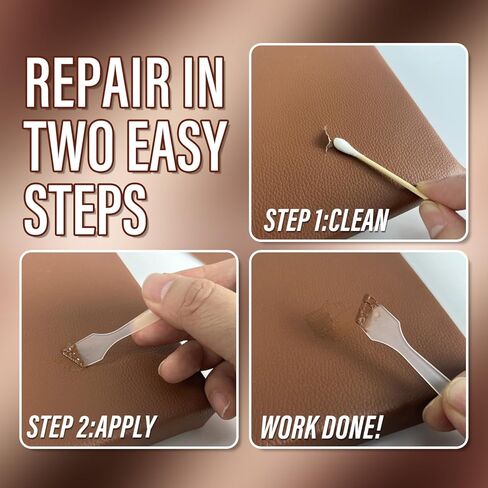 ARCSSAl Brown Leather & Vinyl Repair Kit - DIY Couch, Furniture & Car Seat Repair,Matches Any Brown, Restores Genuine, Faux & Bonded Leather, Fix Scratches, Tears& Cracks in Kuwait
