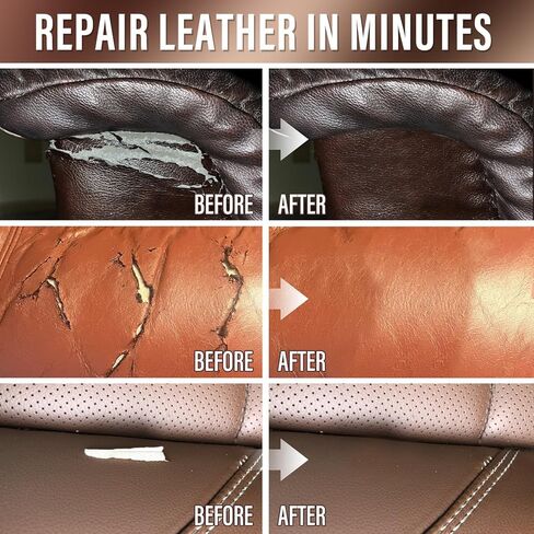 ARCSSAl Brown Leather & Vinyl Repair Kit - DIY Couch, Furniture & Car Seat Repair,Matches Any Brown, Restores Genuine, Faux & Bonded Leather, Fix Scratches, Tears& Cracks in Kuwait