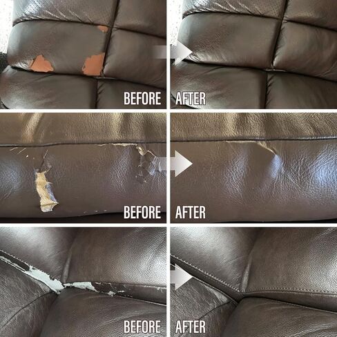ARCSSAl Brown Leather & Vinyl Repair Kit - DIY Couch, Furniture & Car Seat Repair,Matches Any Brown, Restores Genuine, Faux & Bonded Leather, Fix Scratches, Tears& Cracks in Kuwait