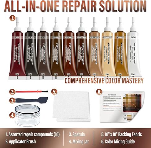 ARCSSAl Brown Leather & Vinyl Repair Kit - DIY Couch, Furniture & Car Seat Repair,Matches Any Brown, Restores Genuine, Faux & Bonded Leather, Fix Scratches, Tears& Cracks in Kuwait