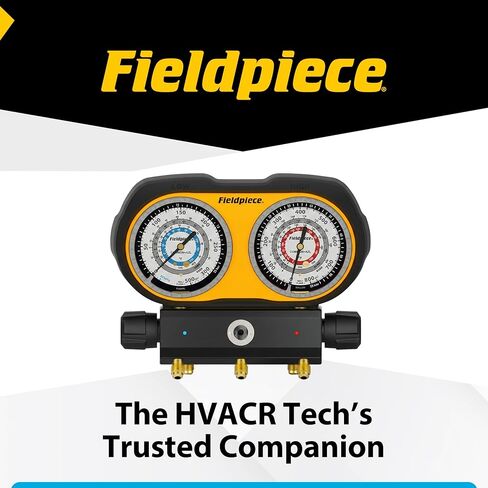 Fieldpiece GS334F 3-Port Analog Gauge Set – HVACR Refrigerant Manifold with Sight Glass, Swappable Hose Holders & High-Grip Knobs – Reliable Field Diagnostics in Kuwait