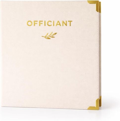 مجلد حلقات مكون من 3 حلقات من Paper 'n such Wedding Officiant Binder Linen مع ختم رقائق الذهب | سيناريو الحفل وحامل وثيقة الوعود | محفظة منظم الزواج 10.5 × 12 in Kuwait