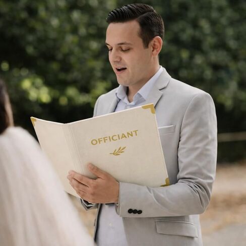 مجلد حلقات مكون من 3 حلقات من Paper 'n such Wedding Officiant Binder Linen مع ختم رقائق الذهب | سيناريو الحفل وحامل وثيقة الوعود | محفظة منظم الزواج 10.5 × 12 in Kuwait