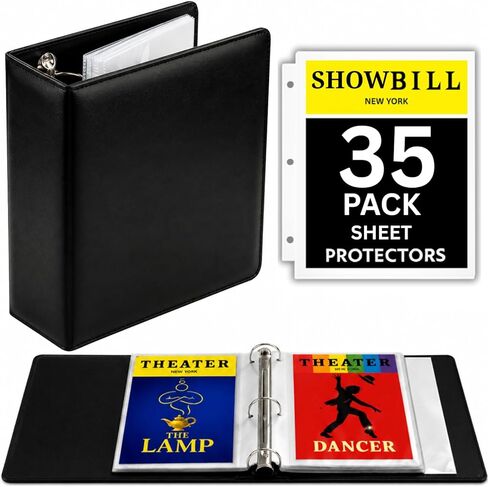 Black Broadway Playbill Binder with Sleeves, Musical Theater Gifts for Broadway Lovers, Playbill Display Organizer Book for Showbill Binder Holder, Theatre Gifts Ideas for Show Bill Storage 35 Sheets in Kuwait