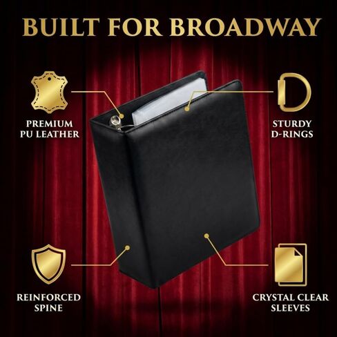 Black Broadway Playbill Binder with Sleeves, Musical Theater Gifts for Broadway Lovers, Playbill Display Organizer Book for Showbill Binder Holder, Theatre Gifts Ideas for Show Bill Storage 35 Sheets in Kuwait