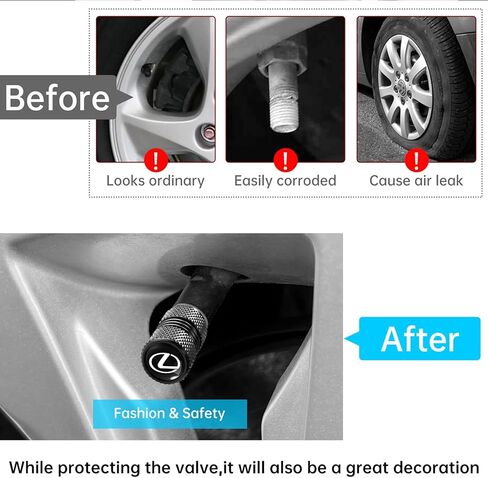 Tire Valve Stem Cap Cover for Lexus RX ES GS LS NX RS GX LX RC LC RX350 is250 GX460 Belt O-Ring Seal Corrosion Resistant Tire Valve Stem Air Cap 4 Pack Black in Kuwait